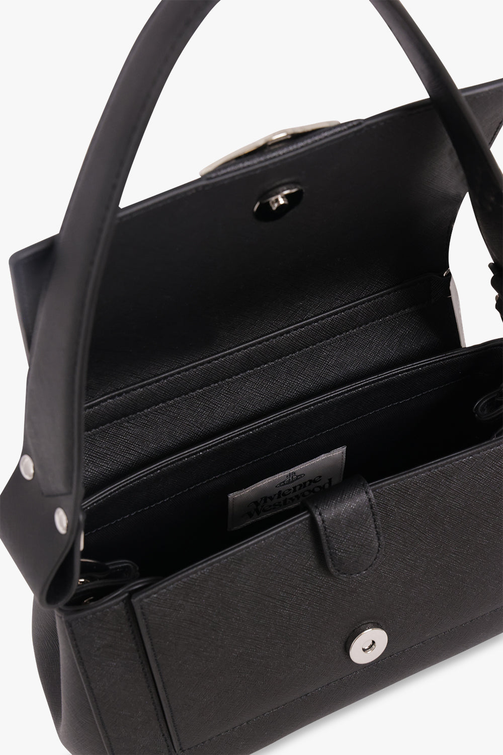 VIVIENNE WESTWOOD BAGS BLACK / Black Hazel Saffiano Medium Handbag | Black