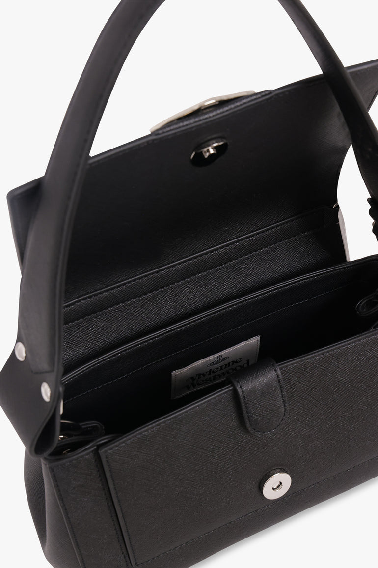 VIVIENNE WESTWOOD BAGS BLACK / Black Hazel Saffiano Medium Handbag | Black