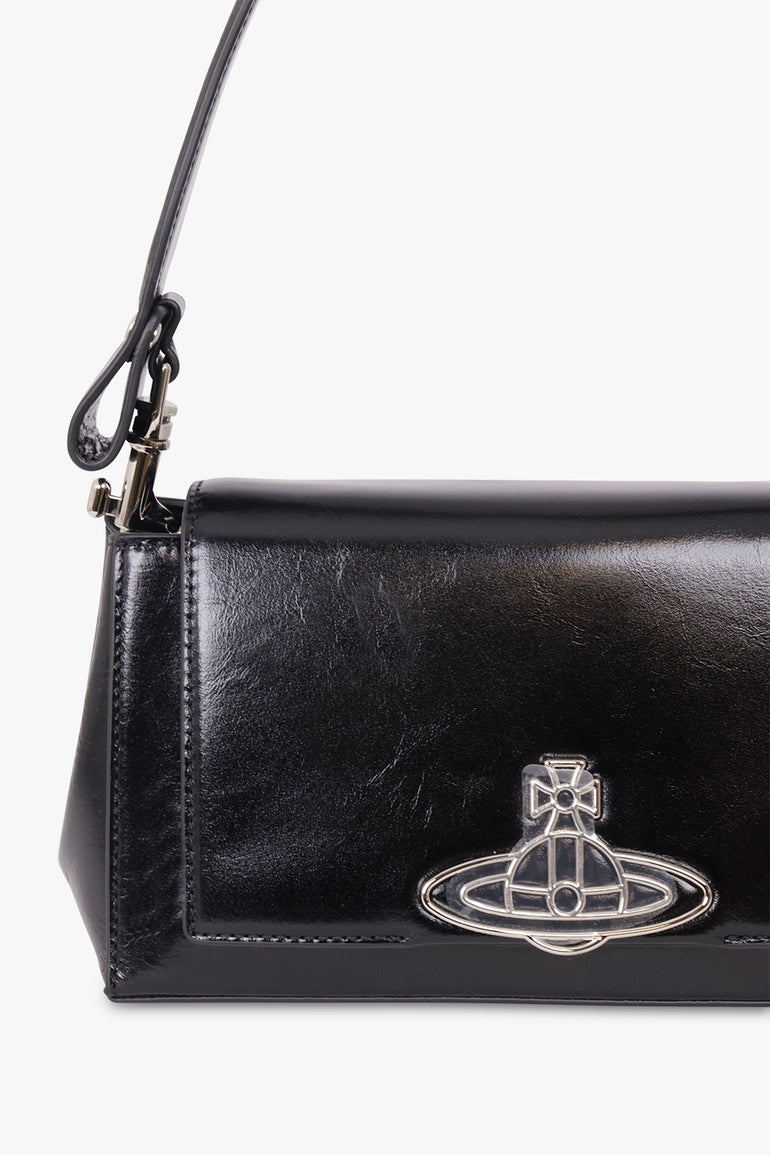 VIVIENNE WESTWOOD BAGS BLACK / Black Hazel Shiny Medium Handbag | Black