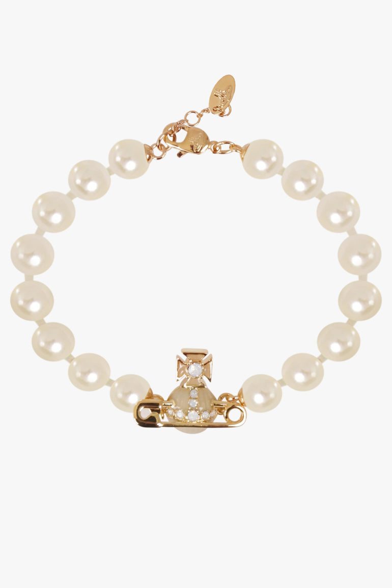 VIVIENNE WESTWOOD JEWELLERY GOLD / Blue/Gold Kitty Pearl Bracelet | Blue/Gold
