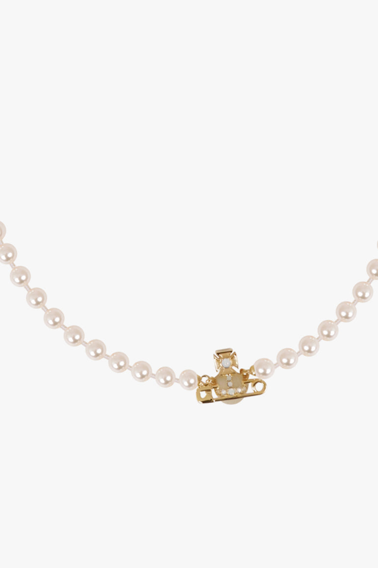VIVIENNE WESTWOOD JEWELLERY GOLD / Blue/Gold Kitty Pearl Necklace | Blue/Gold