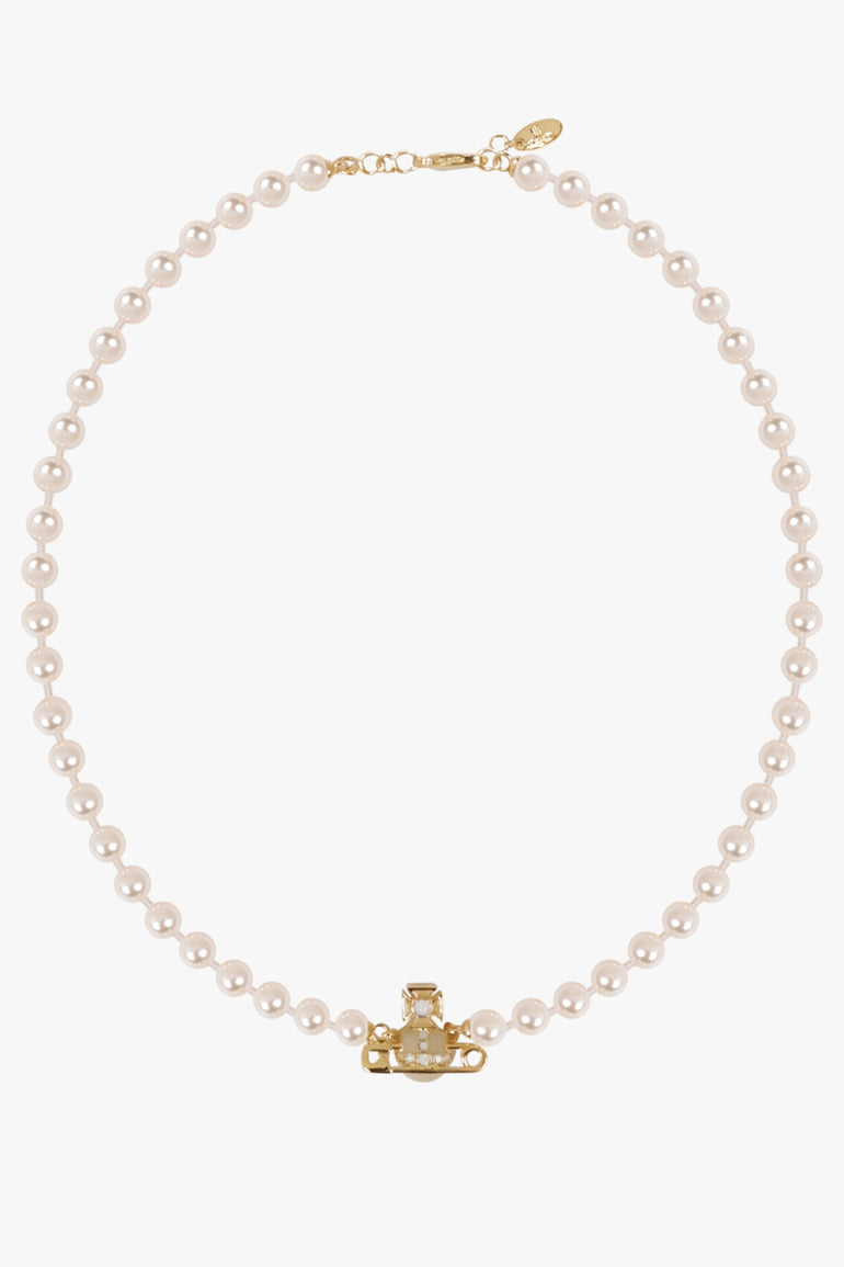 VIVIENNE WESTWOOD JEWELLERY GOLD / Blue/Gold Kitty Pearl Necklace | Blue/Gold