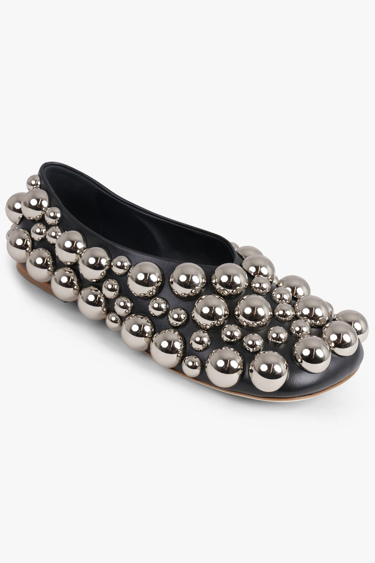 AWAKE MODE SHOES Mismatched Dora Embellished Flat Slipper | Black/Silver/Gold