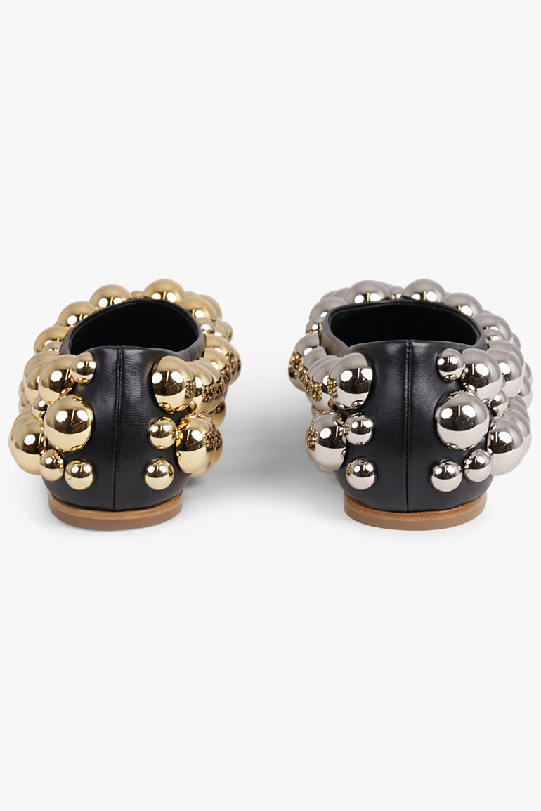 AWAKE MODE SHOES Mismatched Dora Embellished Flat Slipper | Black/Silver/Gold