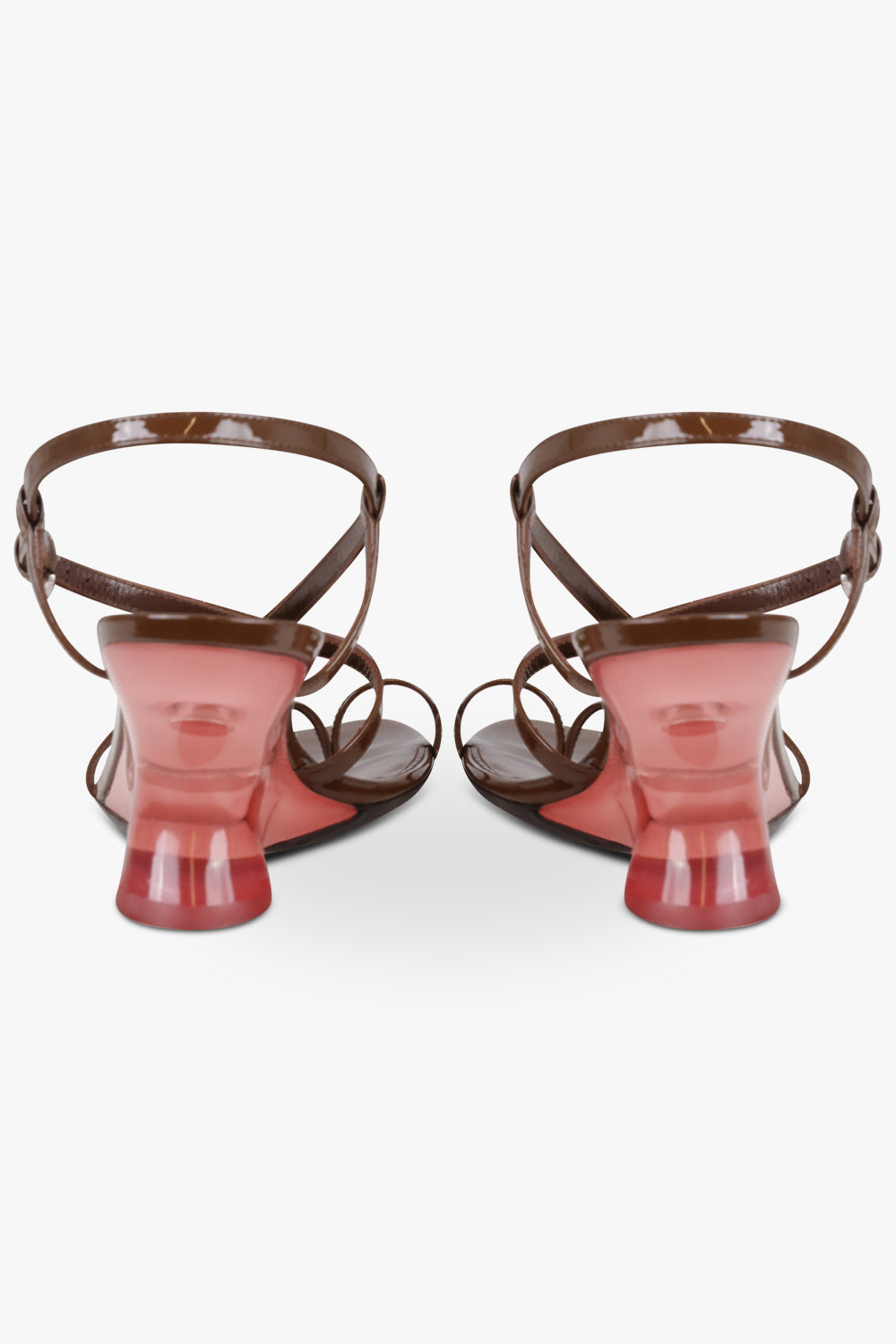 DRIES VAN NOTEN SHOES Sculptural Wedge 75mm Patent Sandal | Dark Brown/Pink