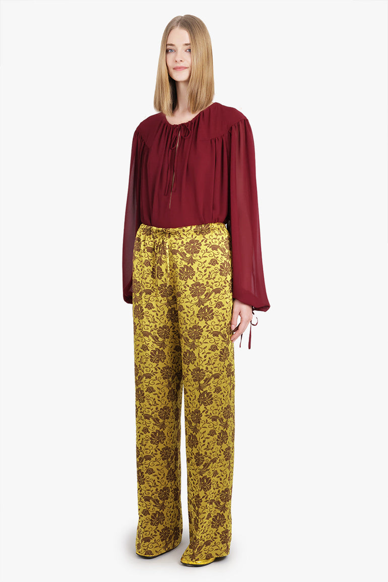 DRIES VAN NOTEN RTW Puvis Floral Jacquard Drawstring Pant | Yellow/Ocra