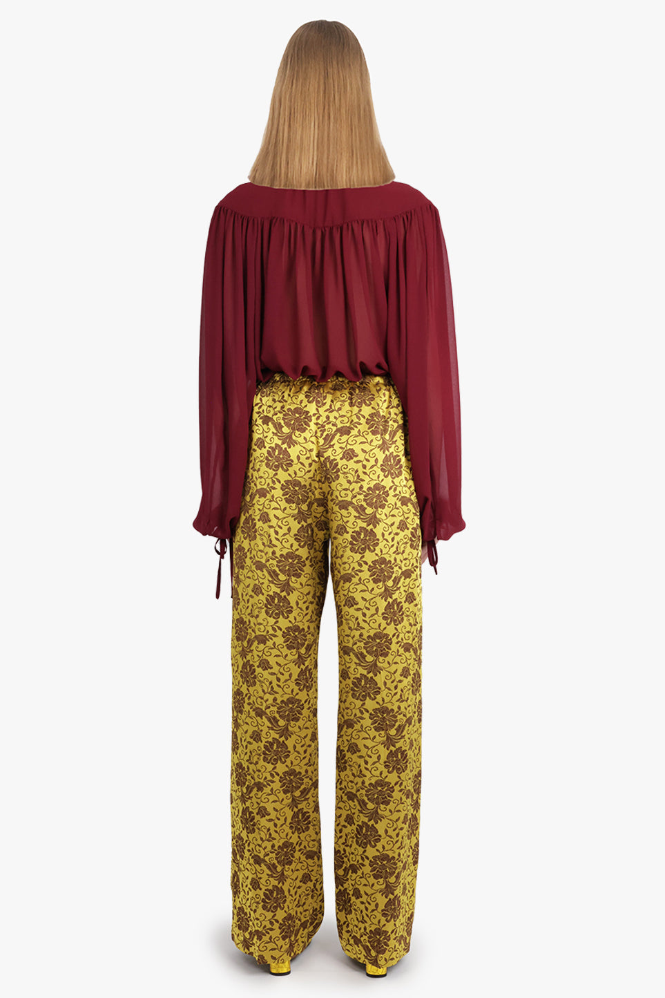 DRIES VAN NOTEN RTW Puvis Floral Jacquard Drawstring Pant | Yellow/Ocra