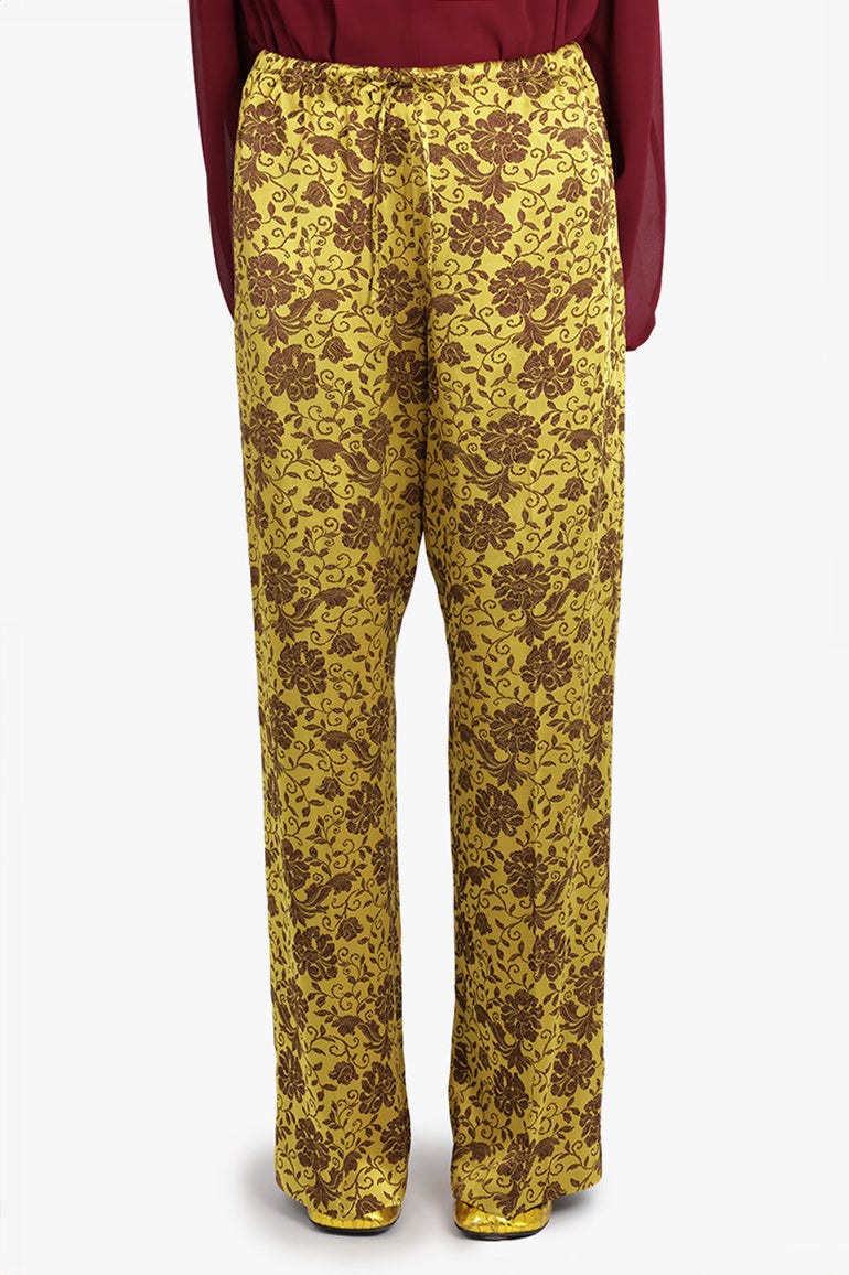 DRIES VAN NOTEN RTW Puvis Floral Jacquard Drawstring Pant | Yellow/Ocra