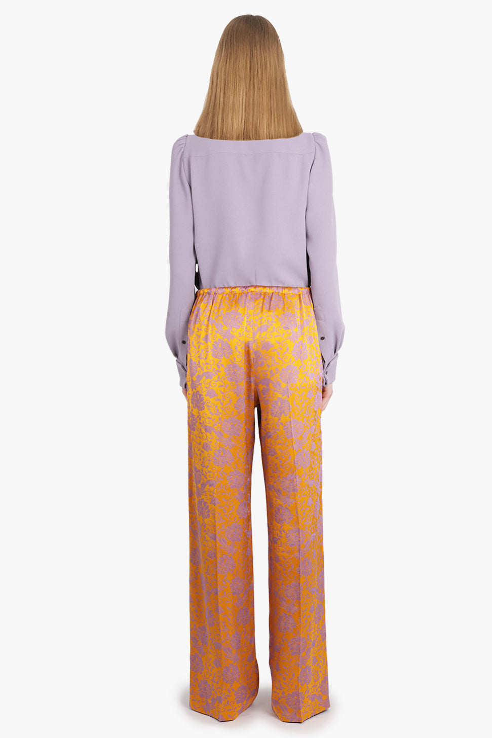 Puvis Floral Jacquard Drawstring Pant | Mandarin/Lilac – Parlour X