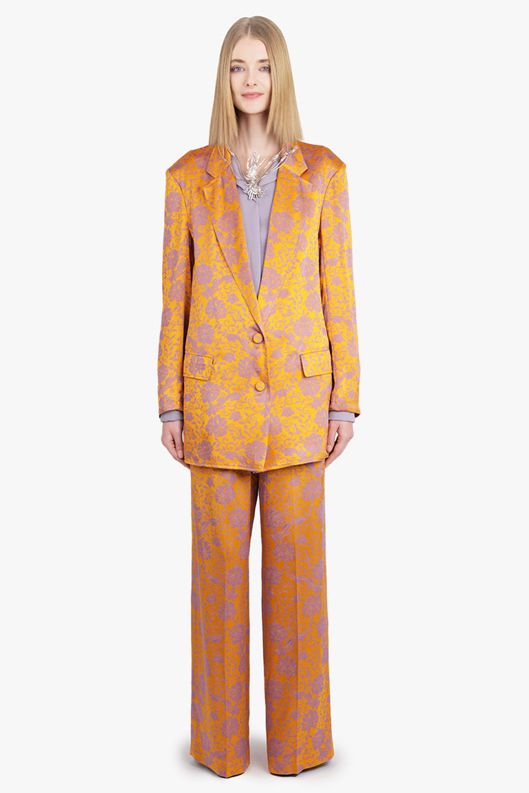 DRIES VAN NOTEN RTW Puvis Floral Jacquard Drawstring Pant | Mandarin/Lilac