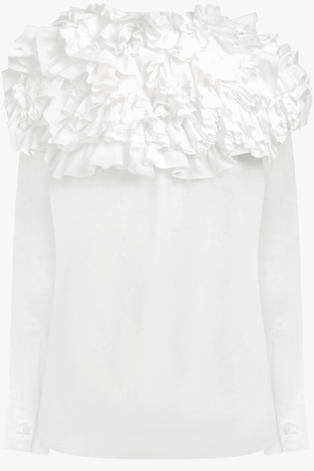 COMME DES GARCONS RTW Ruffle Wide Collar Shirt | White