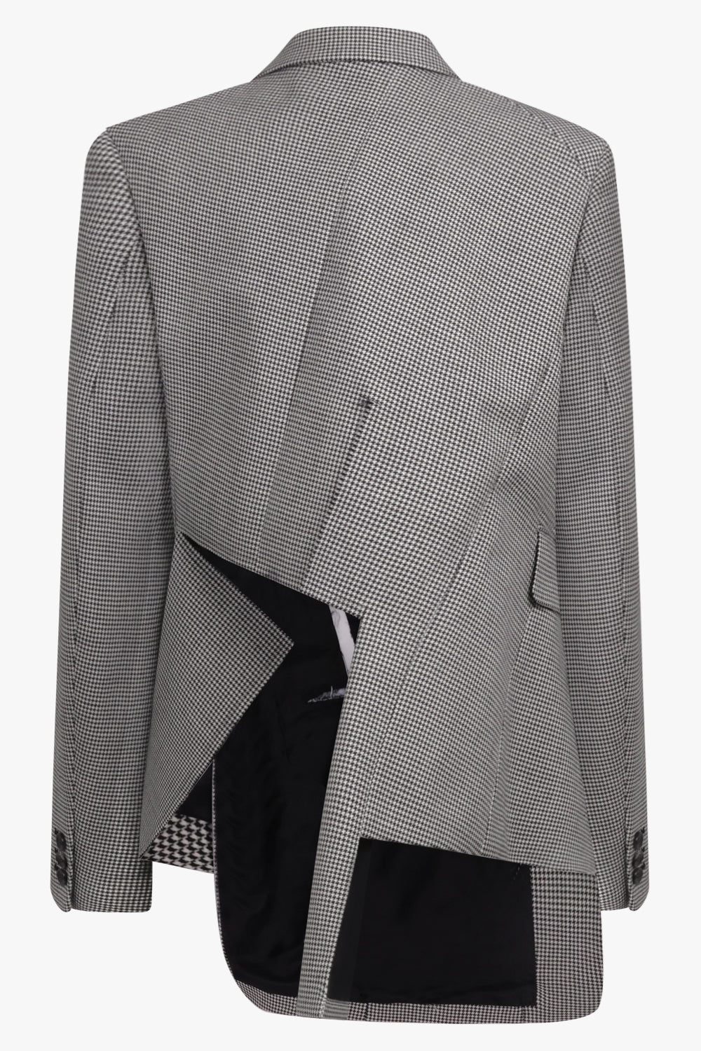 COMME DES GARCONS RTW Asymmetric Deconstruct Houndstooth Jacket | Black/ Ecru