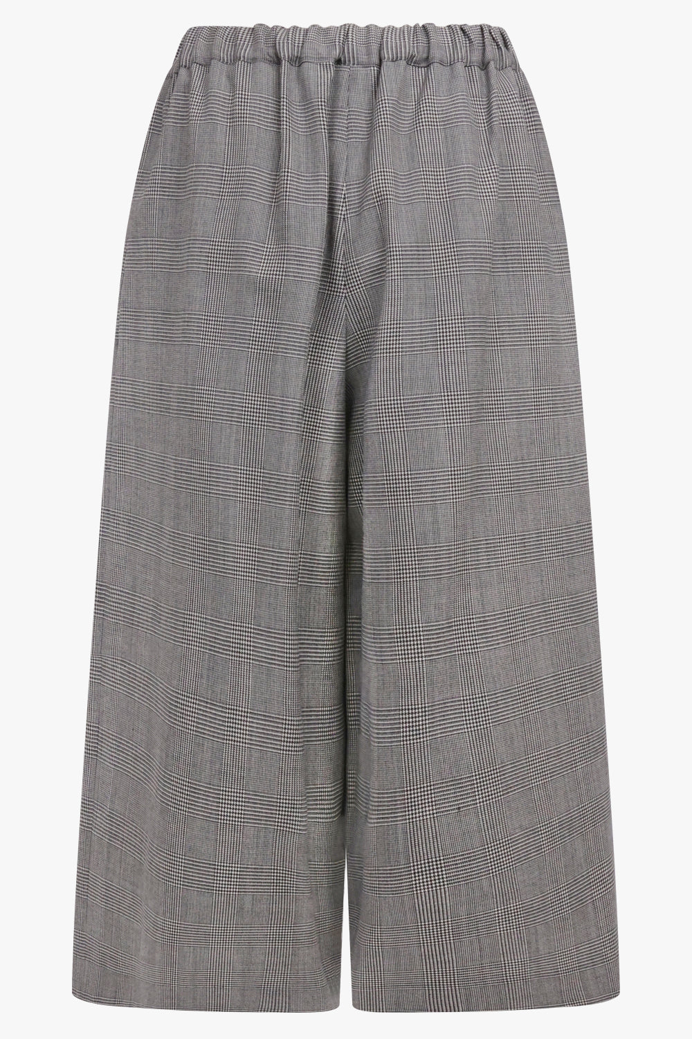 COMME DES GARCONS RTW Elastic Waist Glen Check Wide Leg Pant | Ecru/ Black
