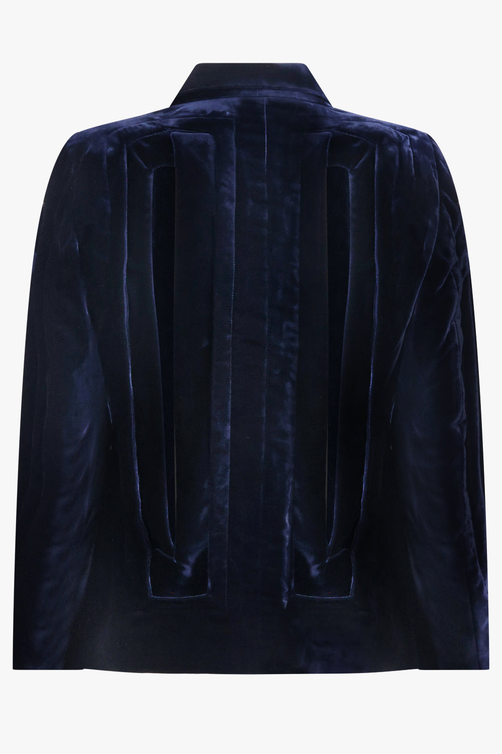 COMME DES GARCONS RTW Single Breast Velvet Cut Out Panel Jacket | Navy