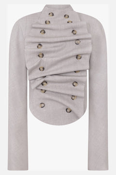 AWAKE MODE RTW Bib-Front Structured Jacket | Light Grey Melange