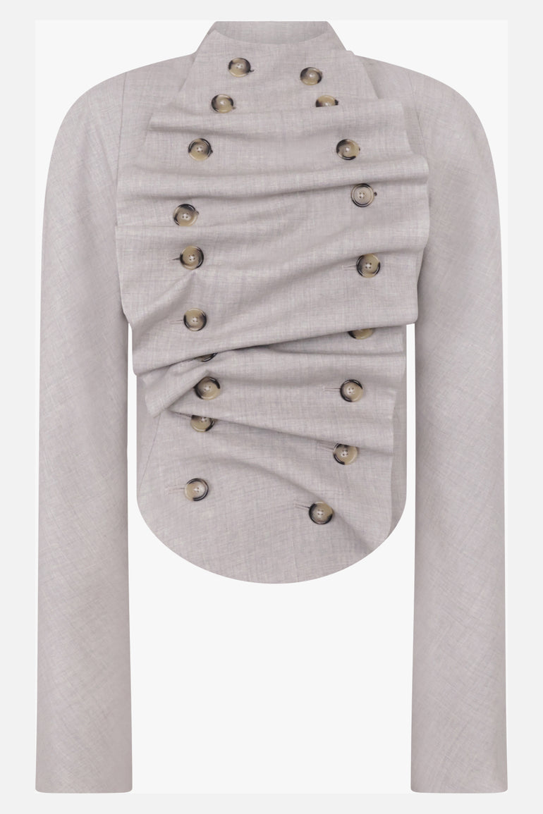 AWAKE MODE RTW Bib-Front Structured Jacket | Light Grey Melange