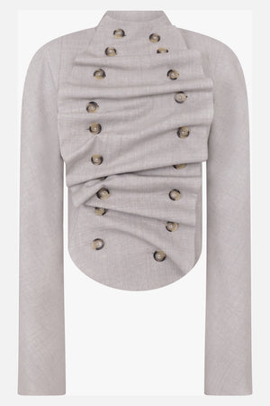 AWAKE MODE RTW Bib-Front Structured Jacket | Light Grey Melange