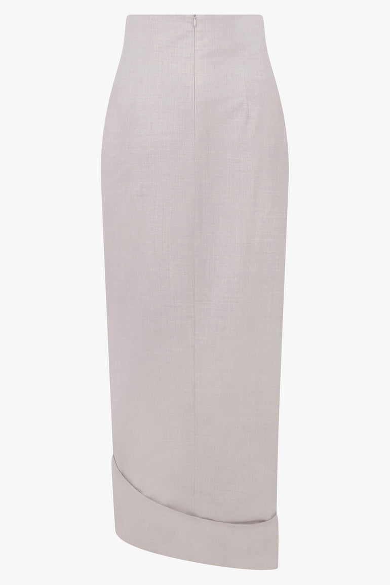 AWAKE MODE RYW Asymmetric Jacket Collar Hem Skirt | Light Grey Melange