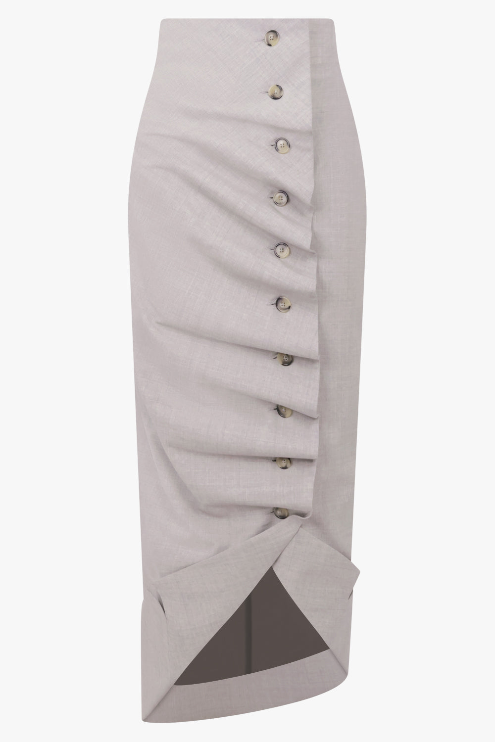 AWAKE MODE RYW Asymmetric Jacket Collar Hem Skirt | Light Grey Melange