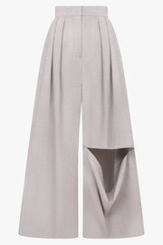 AWAKE MODE RYW Slit Knee Asymmetric Pant | Light Grey Melange