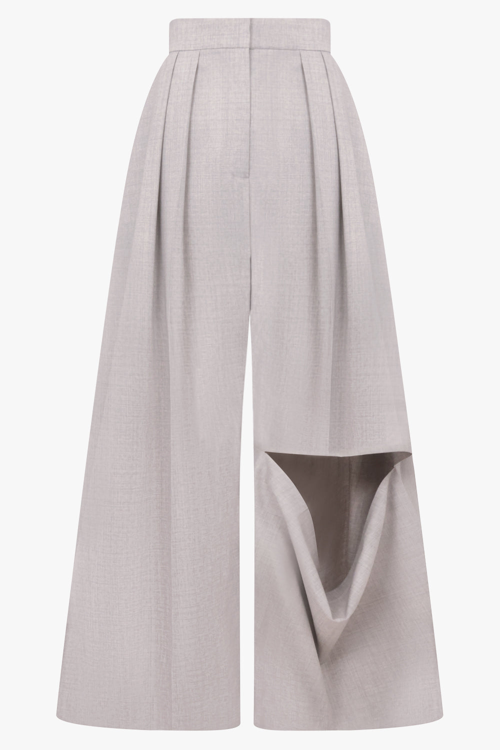 AWAKE MODE RYW Slit Knee Asymmetric Pant | Light Grey Melange