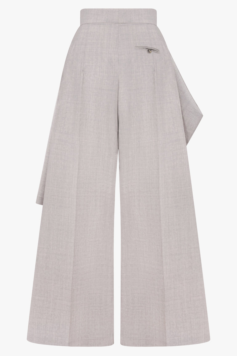 AWAKE MODE RYW Slit Knee Asymmetric Pant | Light Grey Melange