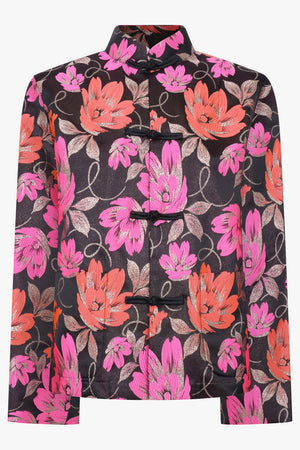 COMME DES GARCONS RTW Floral Print Tang Jacket | Black/Pink