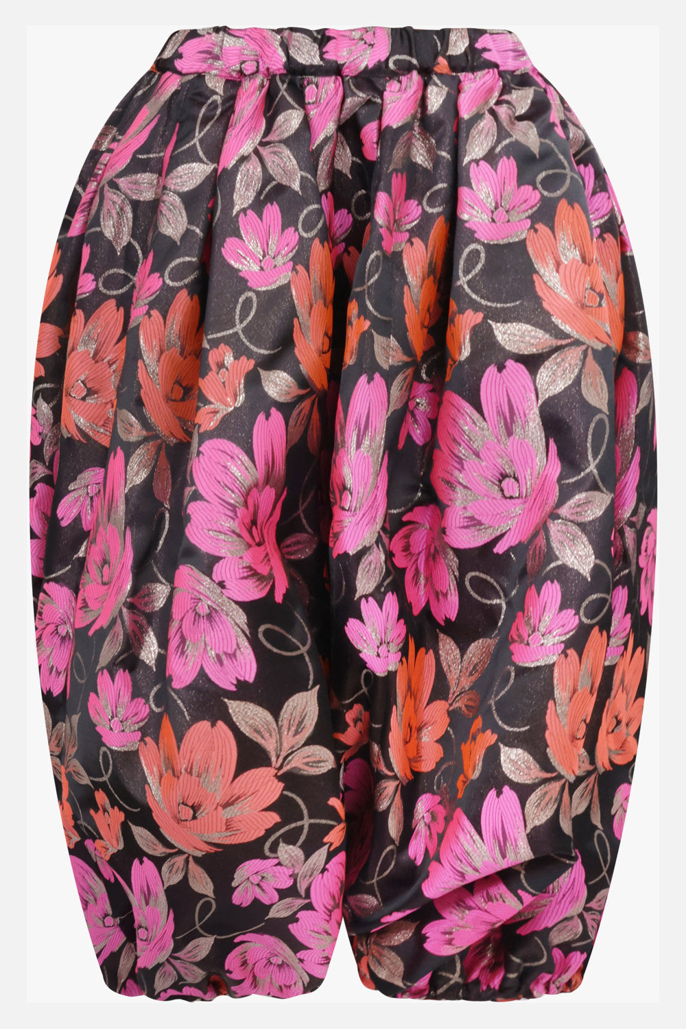 COMME DES GARCONS RTW Floral Print Drop Crotch Pant | Black/Pink