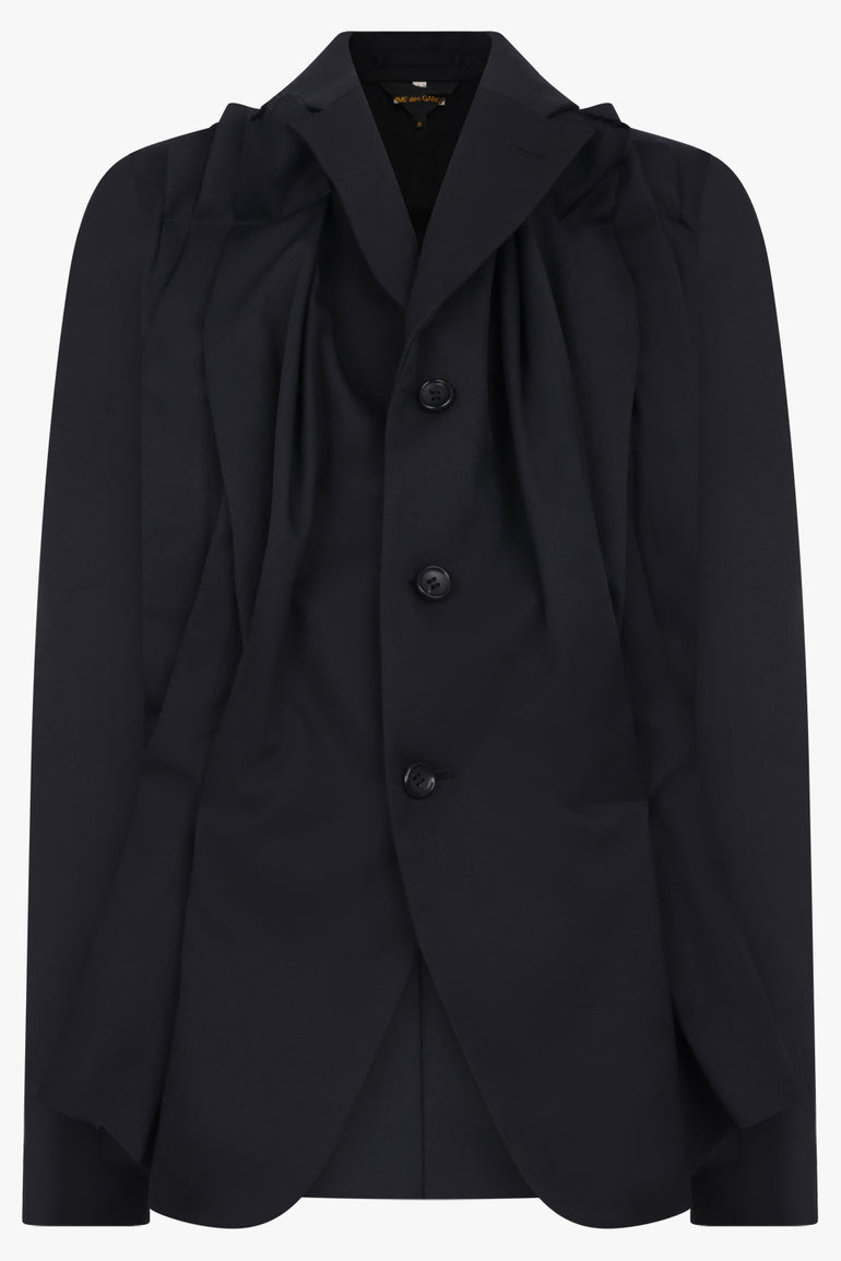 COMME DES GARCONS RTW Drape Pleat Detail Jacket | Black