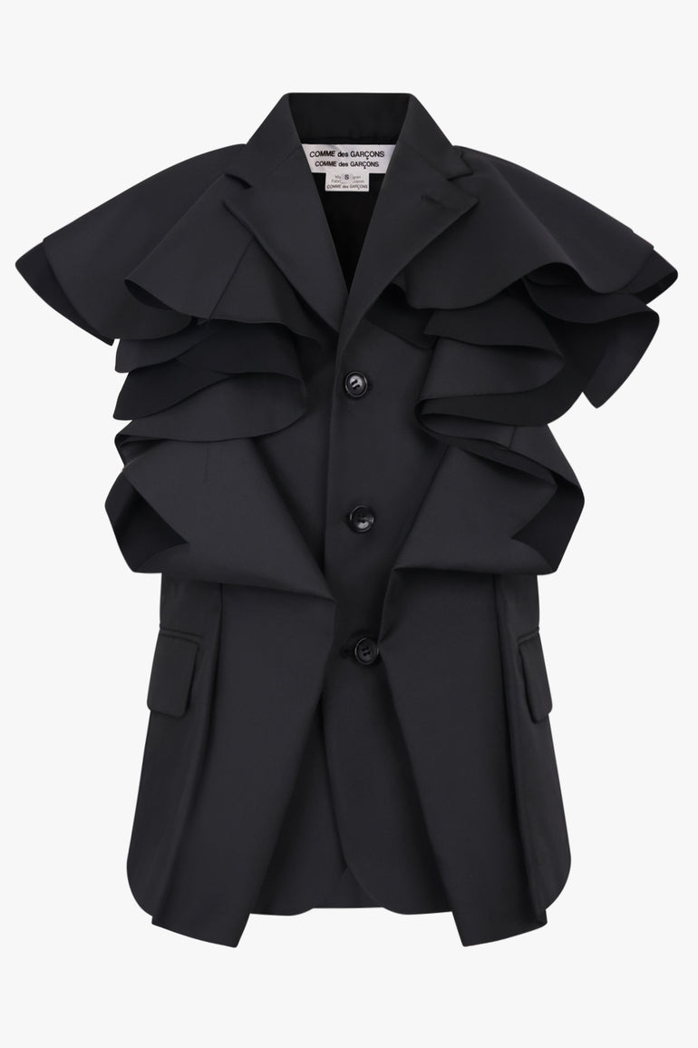 COMME DES GARCONS RTW Sculpt Ruffle Sleeve Jacket | Black
