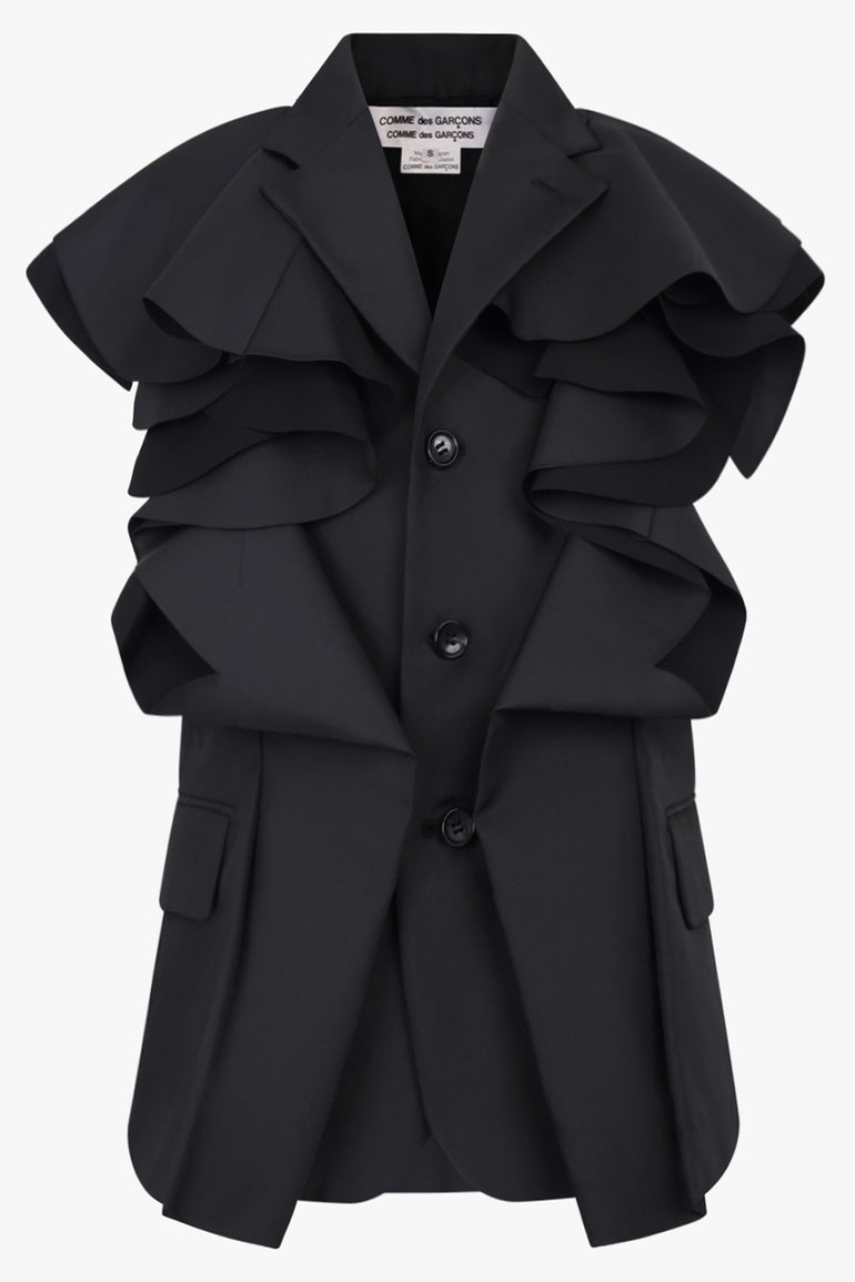 COMME DES GARCONS RTW Sculpt Ruffle Sleeve Jacket | Black