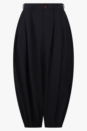 COMME DES GARCONS RTW Pleat Front Balloon Pant With Elastic Cuff | Black