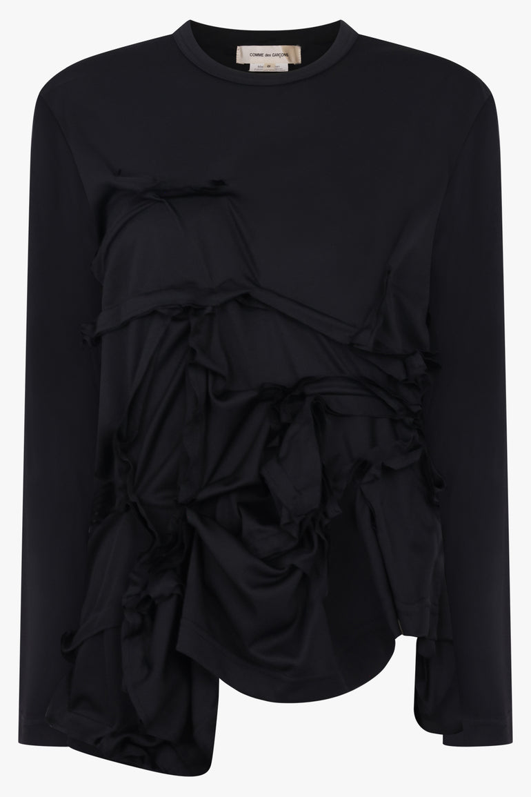 COMME DES GARCONS RTW Deconstruct Ruffle Asymmetric Top | Black