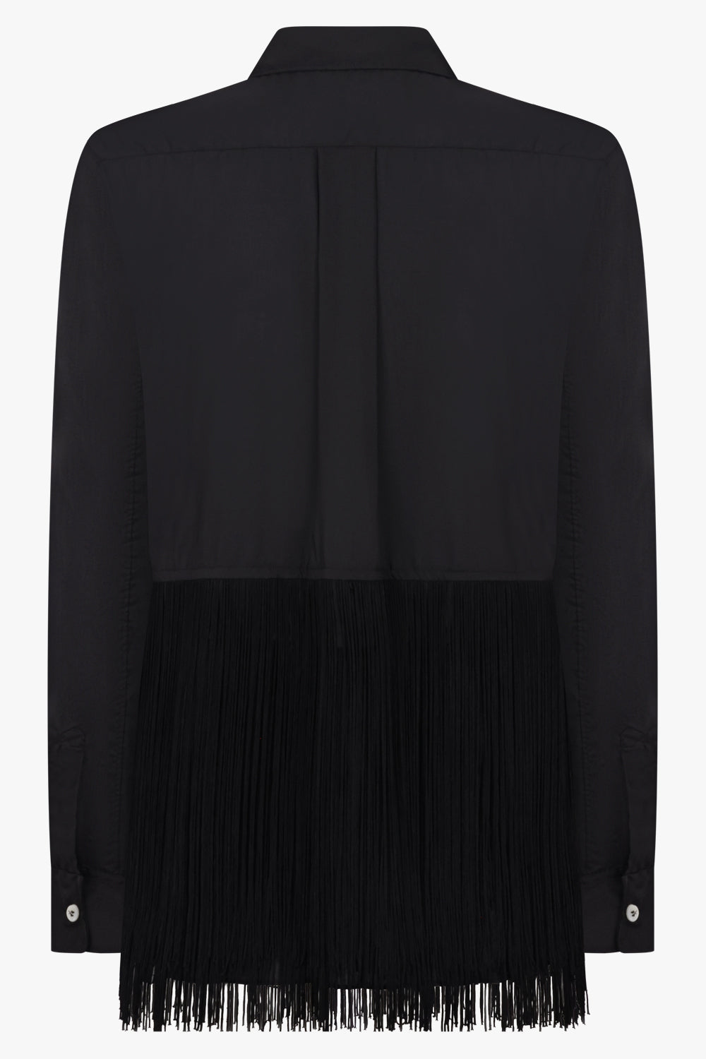 COMME DES GARCONS BLACK Satin Fringe Hem Long Shirt | Black