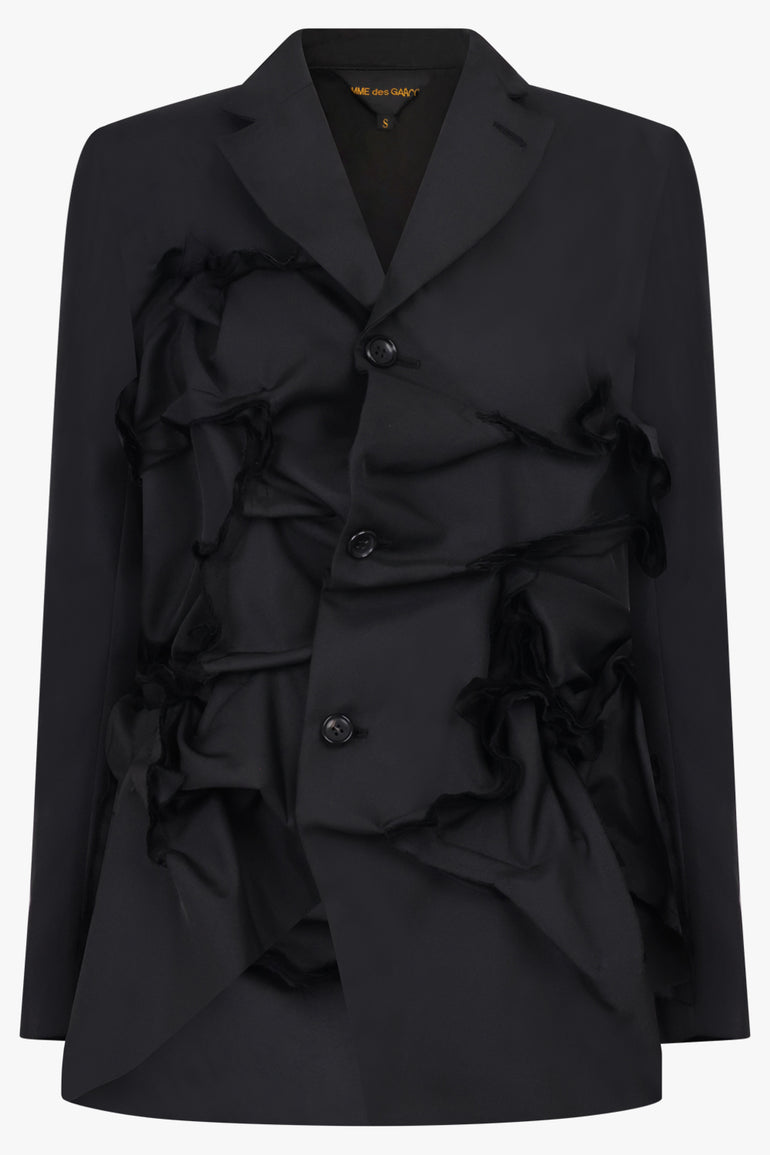 COMME DES GARCONS RTW Decontruct Scrunch Ruffle Jacket | Black