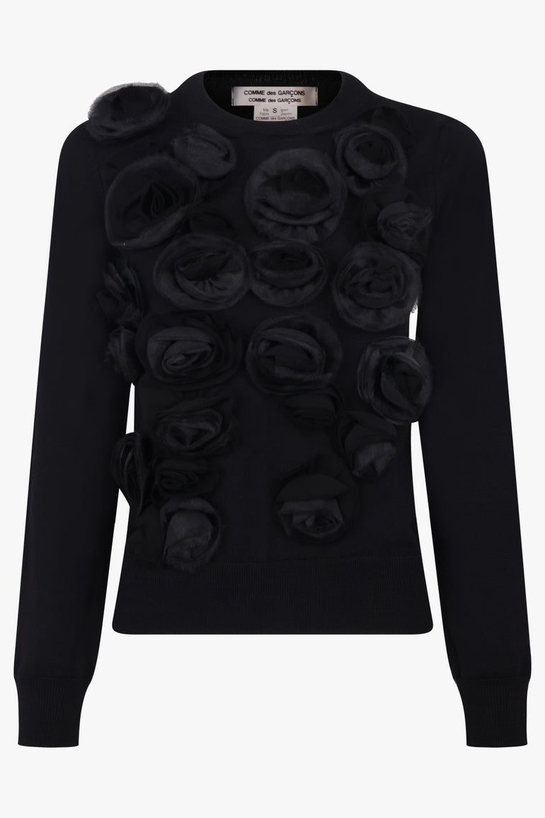 COMME DES GARCONS RTW Flower Embroid Jumper | Black