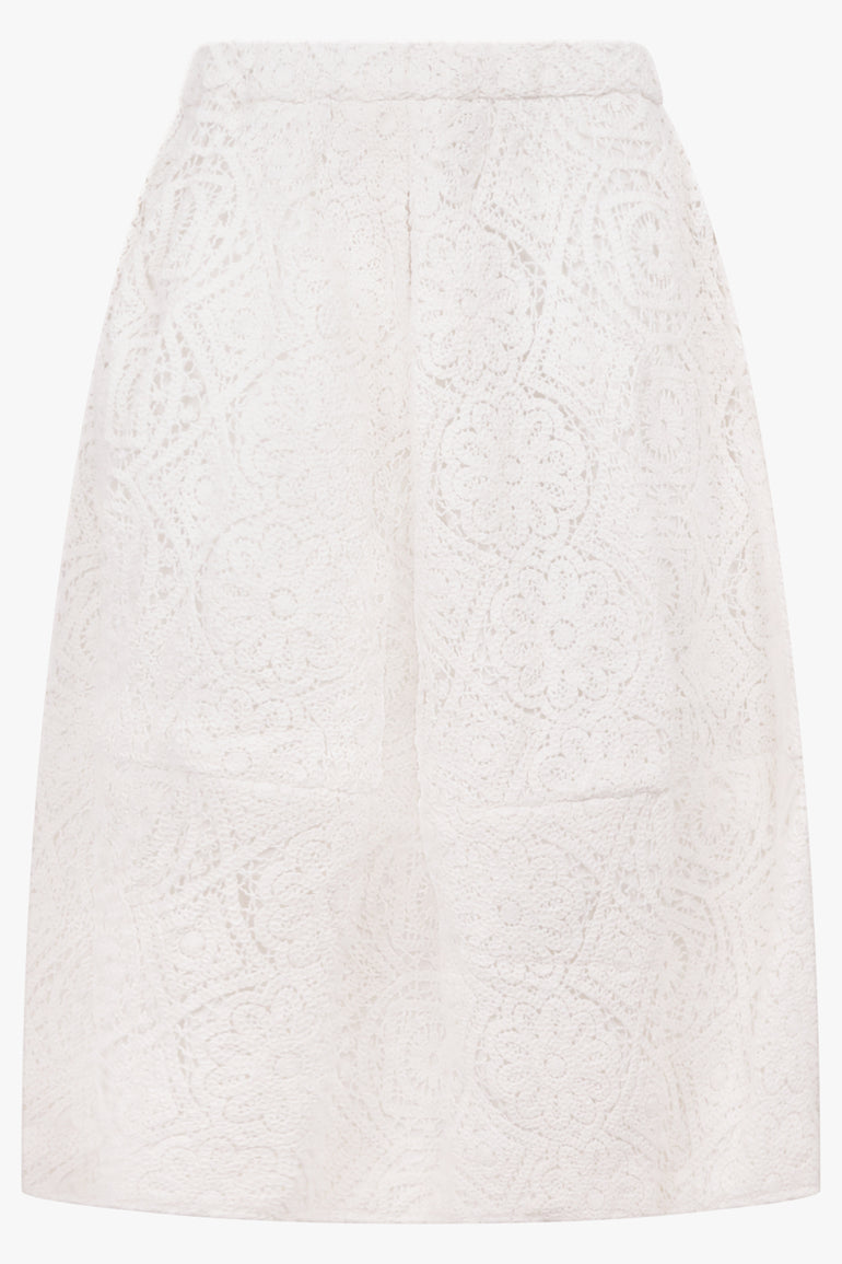 COMME DES GARCONS RTW Lace Pattern Balloon Skirt | White