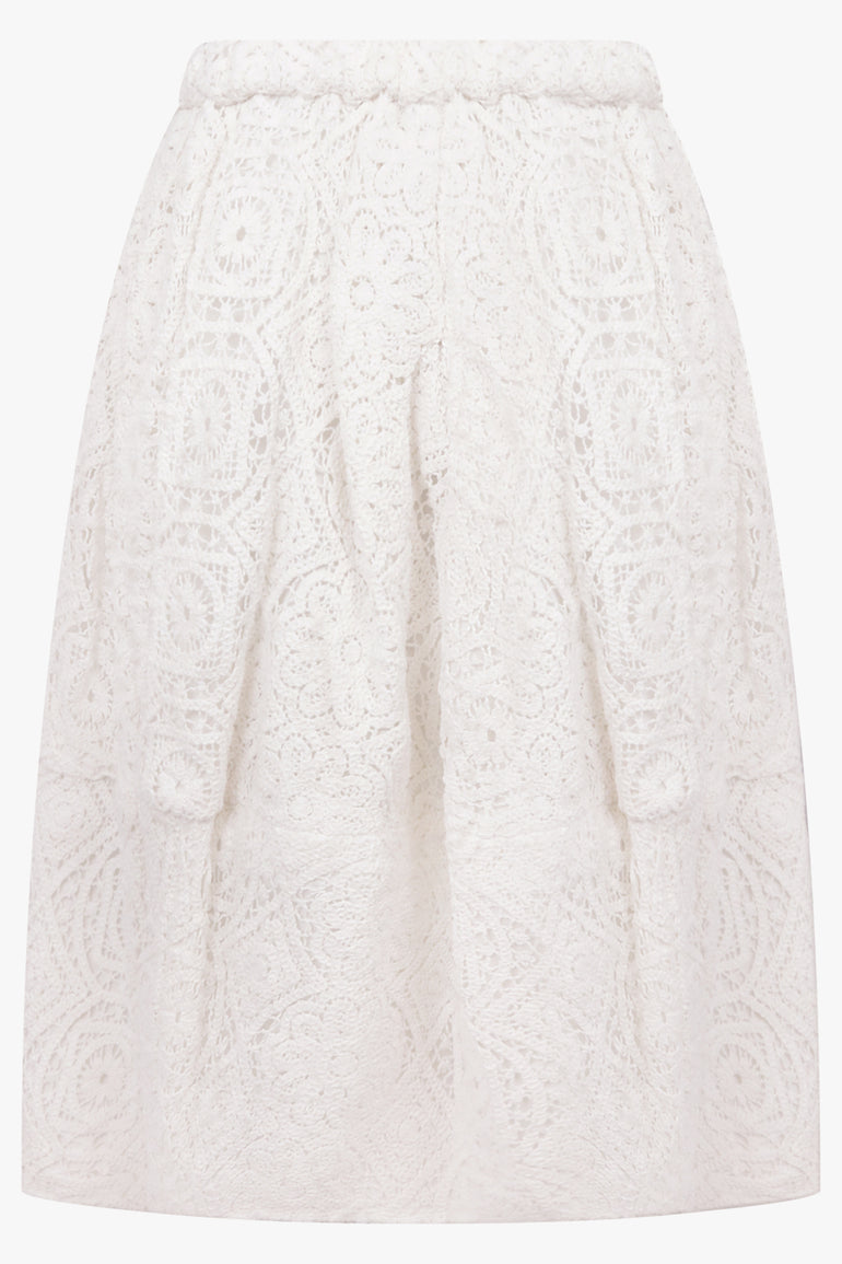 COMME DES GARCONS RTW Lace Pattern Balloon Skirt | White