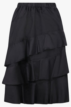 COMME DES GARCONS BLACK Asymmetric Tier Ruffle Midi Skirt | Black