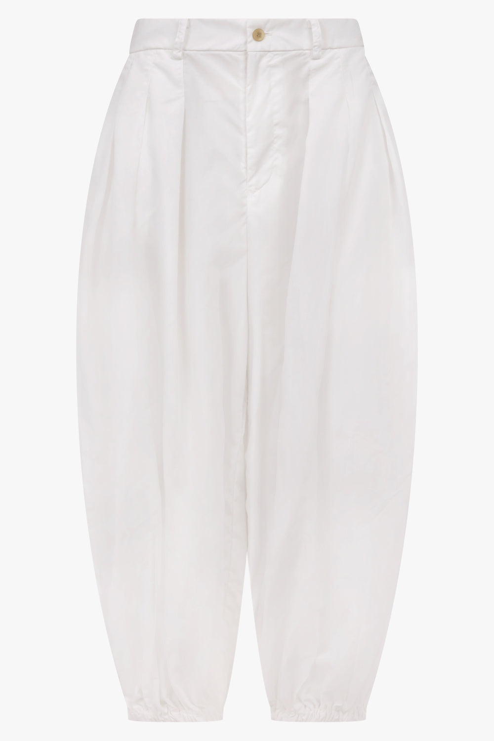 COMME DES GARCONS RTW Pleat Front Balloon Pant With Elastic Cuff | White