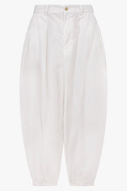 COMME DES GARCONS RTW Pleat Front Balloon Pant With Elastic Cuff | White