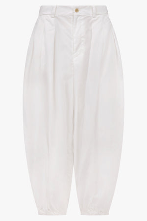 COMME DES GARCONS RTW Pleat Front Balloon Pant With Elastic Cuff | White