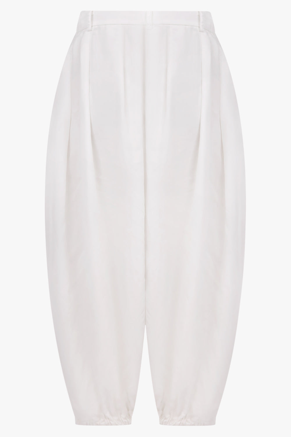COMME DES GARCONS RTW Pleat Front Balloon Pant With Elastic Cuff | White
