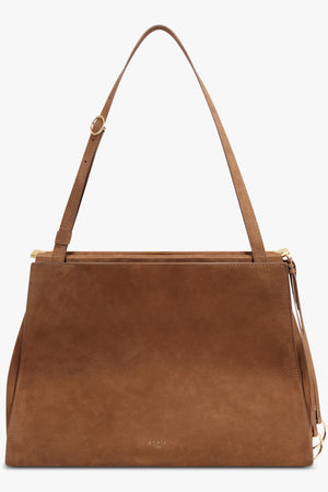 ALAIA BAGS BROWN / Shadow Brown Le Click Nubuck Medium Square Tote | Shadow Brown