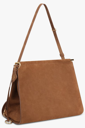 ALAIA BAGS BROWN / Shadow Brown Le Click Nubuck Medium Square Tote | Shadow Brown