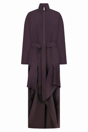 ALAIA RTW Poplin Ruffle Jumpsuit | Aubergine