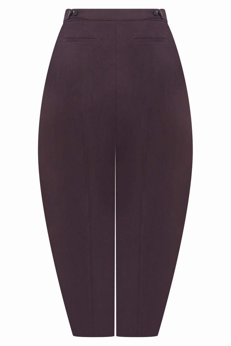 ALAIA RTW Paper-Touch Poplin Round Pant | Aubergine
