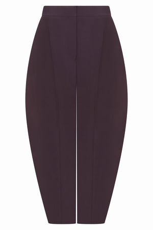 ALAIA RTW Paper-Touch Poplin Round Pant | Aubergine