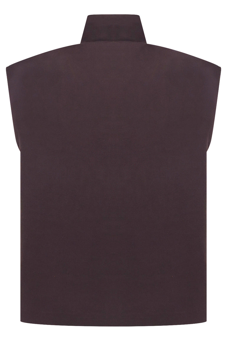 ALAIA RTW Poplin High Neck Top | Aubergine