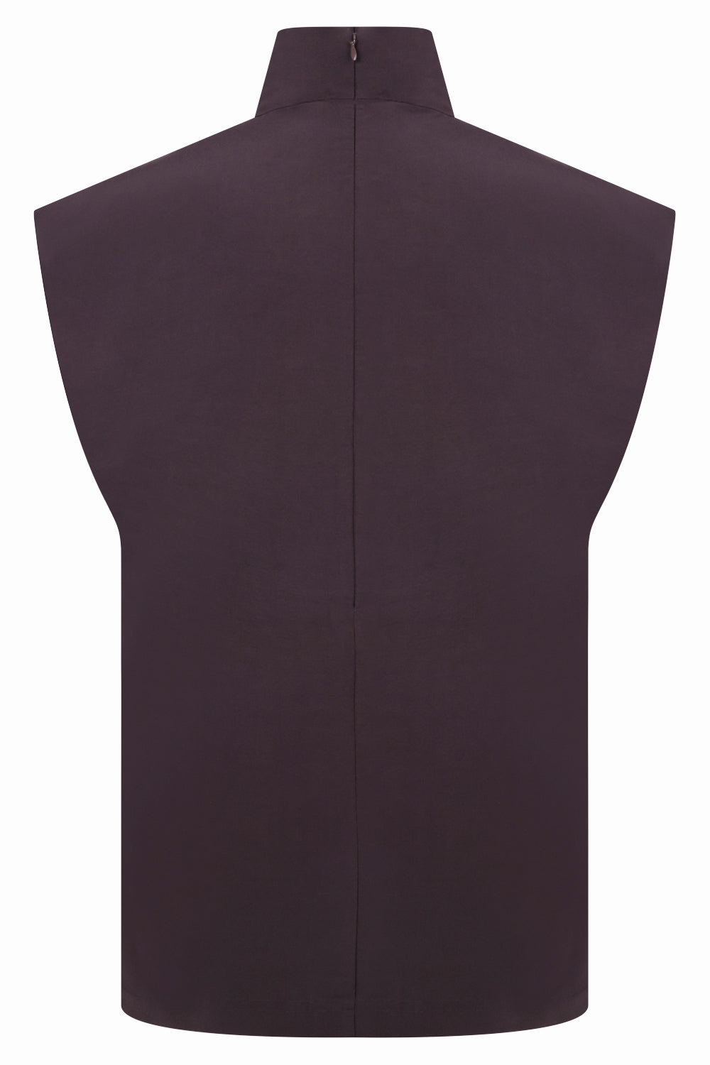 ALAIA RTW Poplin High Neck Top | Aubergine